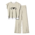 thumbnail image 1 of Pantalones Casuales sin Mangas Impresos con Cuello Redondo Conjunto Superior, Pantalones Ligeros Mujeres para Primavera Verano, 1 of 2