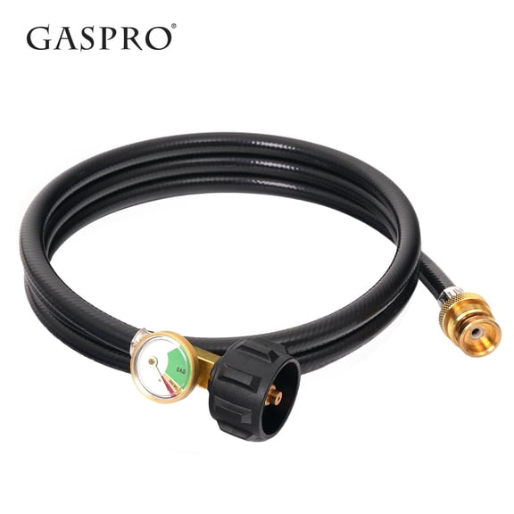 GASPRO 6ft Propane Hose Adapter 1lb to 20lb with Gauge, 5-40lb Propane Tank Hose, Propane Grill Hose Fit for Weber Q Grill, Coleman Camping Stove, Mr Buddy Heater