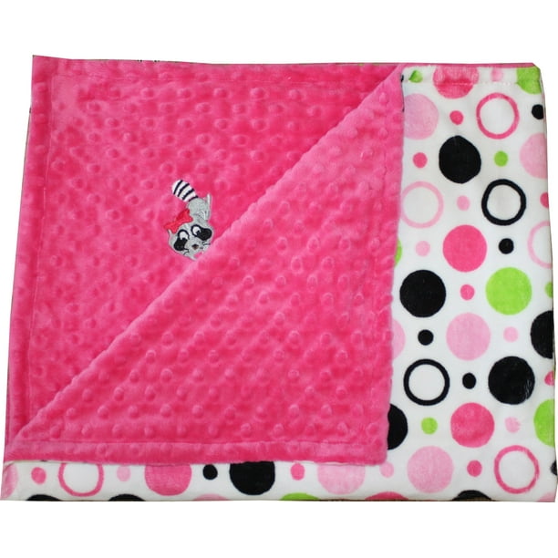 Manta Lil' Cub Hub Minky con estampado de círculos rosa intenso