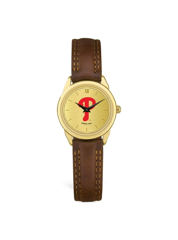 Women's  Brown Philadelphia Phillies Leather Wristwatch