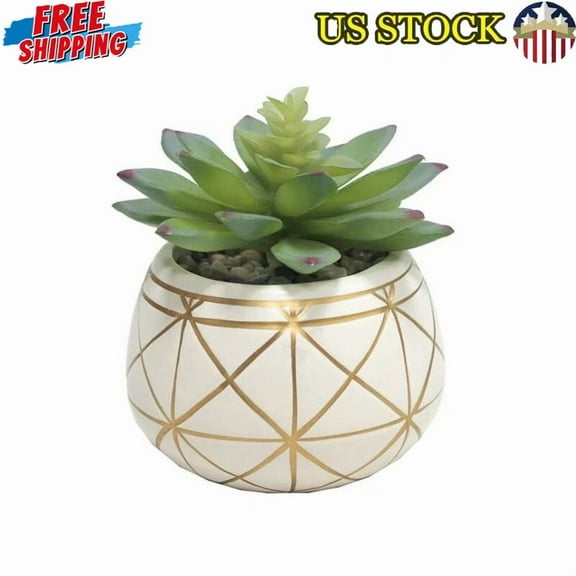 Artificial Succulent Geometric Ceramic Pot Decorative Indoor Plant Home Decor