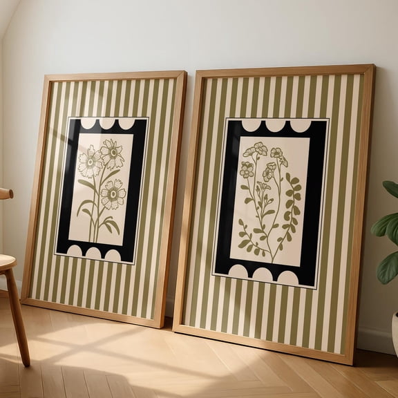 Botanical Art Prints: Cottagecore Floral Wall Art Set 2 Unframed Paper Print 8x12