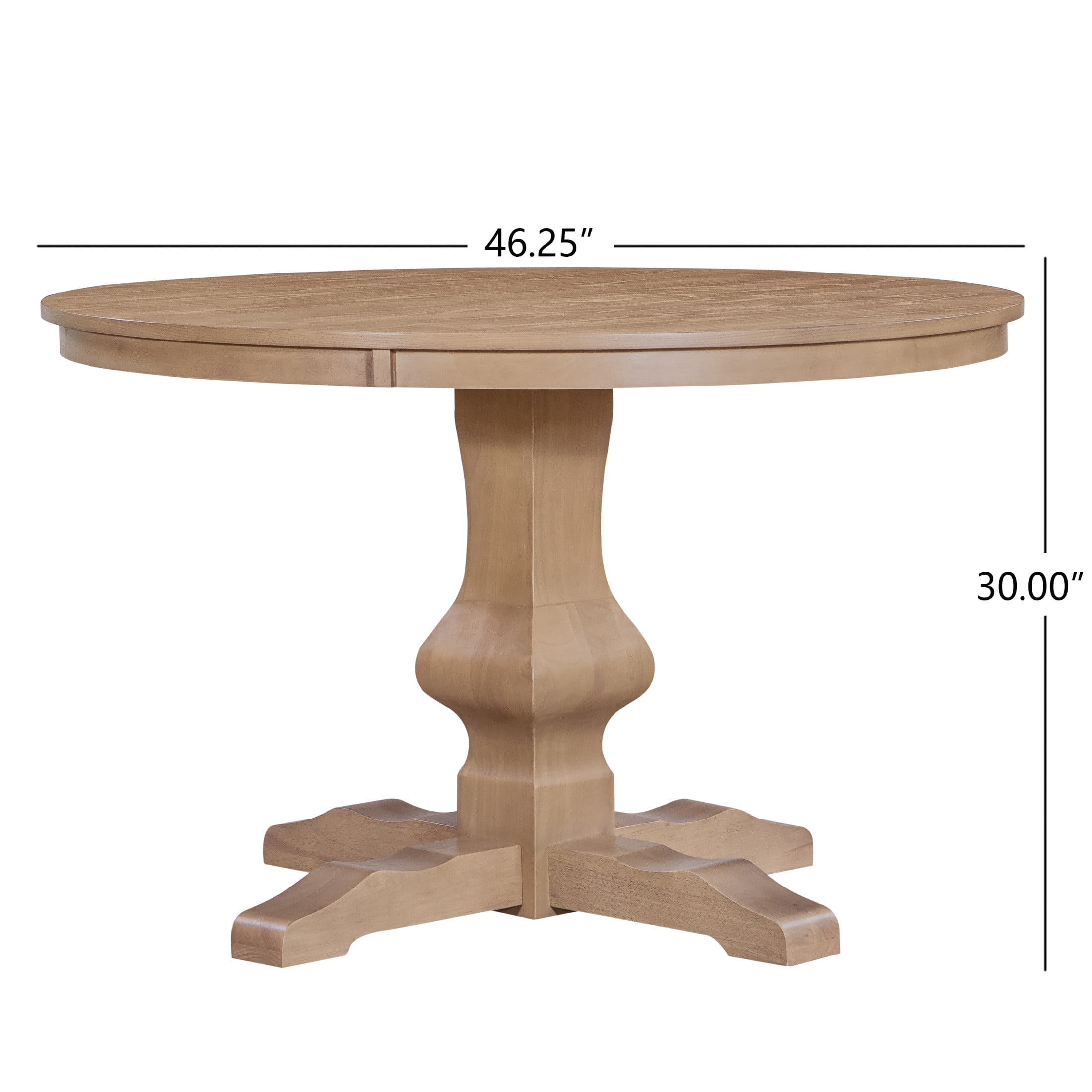 Christopher Knight Home 46" Rustic Round Dining Table with Pedestal Base for 4 People, Light Natural