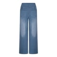 thumbnail image 7 of ClodeEU Women's Low Rise Wide Leg Jeans ,Solid Color Casual Baggy Denim Pants with Pockets B-Blue,Womens Plus XL, 7 of 7
