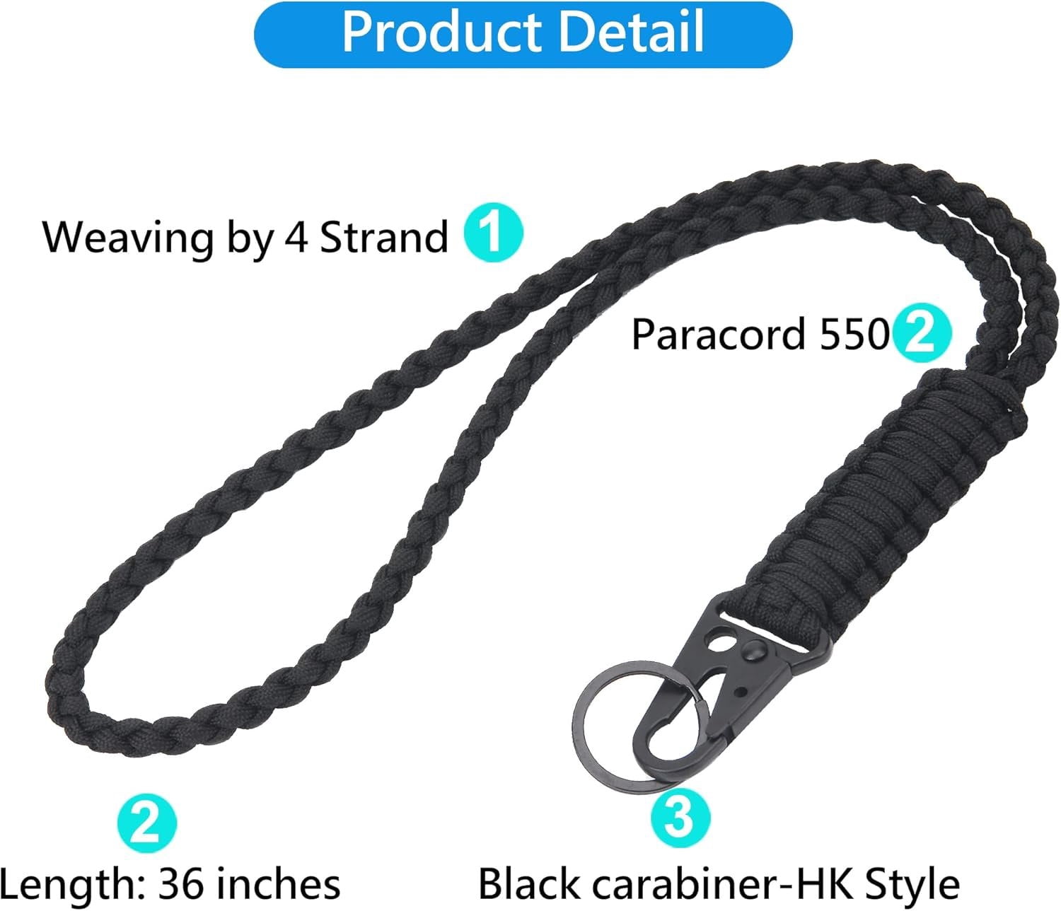 Heavy Duty Paracord Lanyard , Paracord Necklace Cell Phone  Whistles Wrist Braided Strap