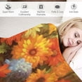 thumbnail image 3 of Chilfamy Pumpkin Flowers Wooden Background Flannel Throw Blanket for Couch Sofa Bed All Seasons Camping School Travel, Anti-Pilling Lightweight Cozy Blanket 60x80in, 3 of 6