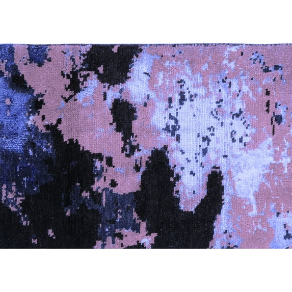 Ahgly Company Machine Washable Indoor Rectangle Abstract Blue Modern Area Rugs, 5' x 7'