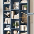 thumbnail image 5 of Homfa 2 Pieces Blue Bookshelves, 71’’ Tall Three Row Bookshelf with Adjustable Shelves, 21-Cubes CD Display Storage Organizer Shelf for Living Room Home Office, 5 of 7