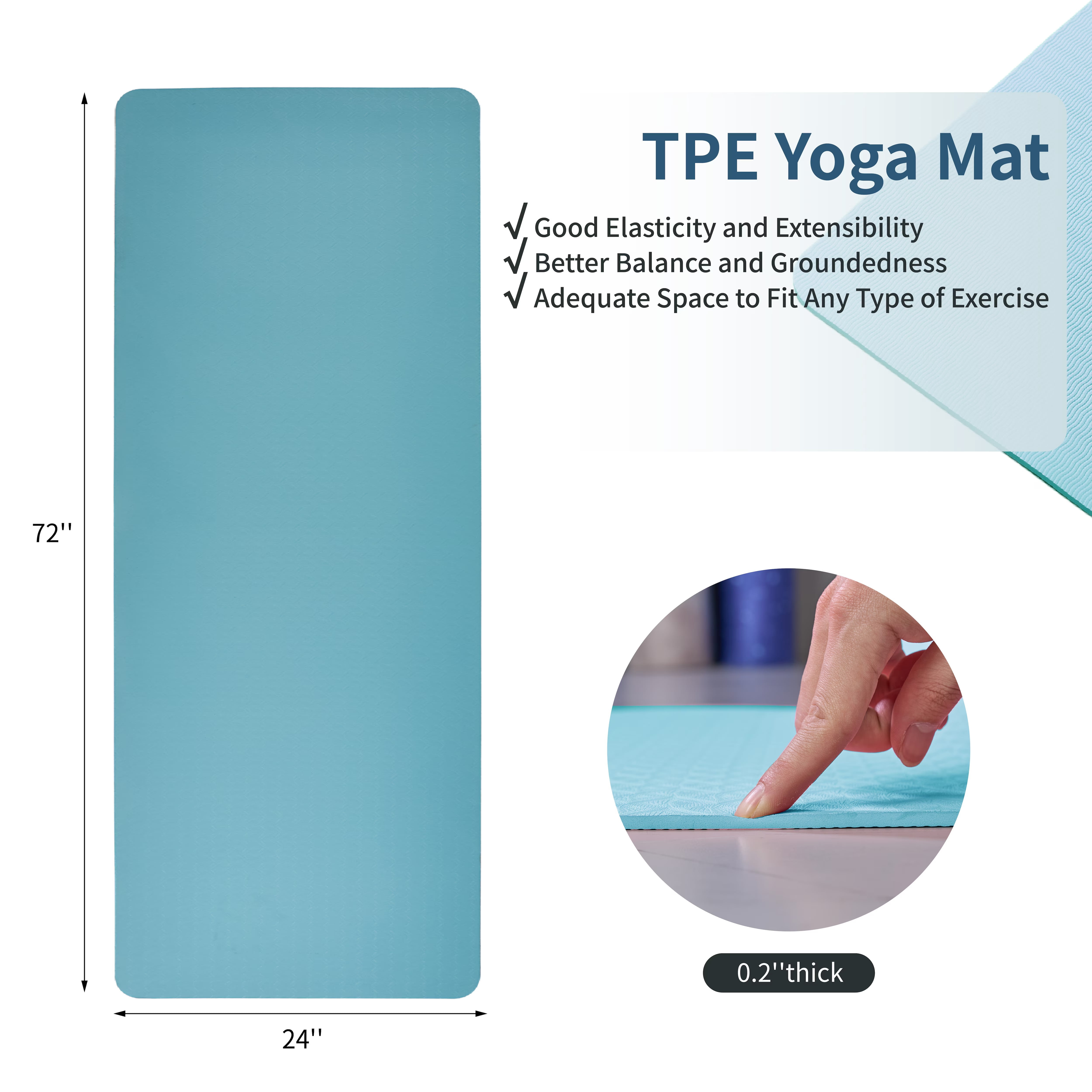 Avobird Yoga Mat, Non-Slip Design, Professional TPE Exericise Mat,72" x 24" 5mm Thick, Multi-Purpose Workout Mat for Women, Pilates Fitness and Floor Exercises(Green)
