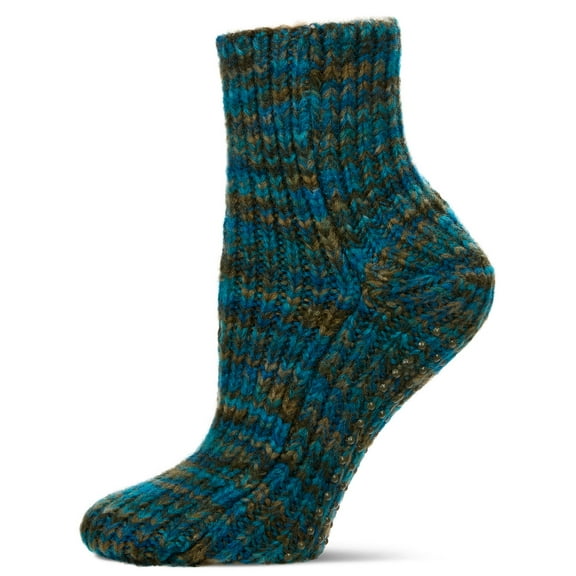 MeMoi Women's Chunky-Ribbed "Stripe Sensation" At-Home Ankle Sock - Womens - Female, One Size, Ivy Green