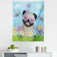 thumbnail image 1 of Pug Tapestry, Puppy on the Field Flowers Butterflies Heart Shaped Clouds Open Sky, Fabric Wall Hanging Decor for Bedroom Living Room Dorm, 5 Sizes, Sky Blue Multicolor, by Ambesonne, 1 of 1