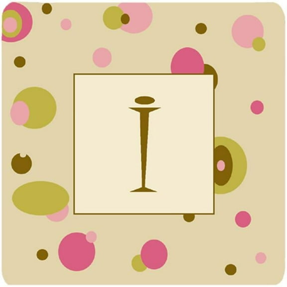 Monogram - Tan Dots Foam Coasters Initial Letter I, Set Of 4
