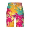 Cllios Mens Hawaiian Beach Shorts Palm Tree Tropical Drawstring Waist