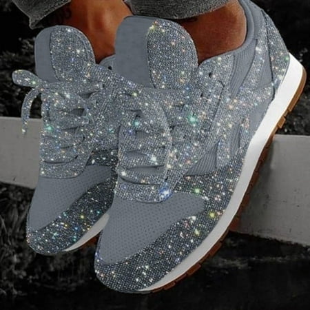 

YTJX Women s Fashion Casual Breathable Bling Lace Up Sport Shoes Sneakers