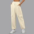 thumbnail image 2 of eczipvz Womens Sweatpants Women's Overlap Waist Seam Front Palazzo Wide Leg Pants High Waist Long Pant Casual Trousers Beige,XL, 2 of 5