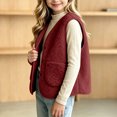 thumbnail image 5 of LIaqionyy Girls Fleece Vest V Neck Sleeveless Outerwear Kids Casual Lightweight Button down Sherpa Waistcoat with Pocket, 5 of 8