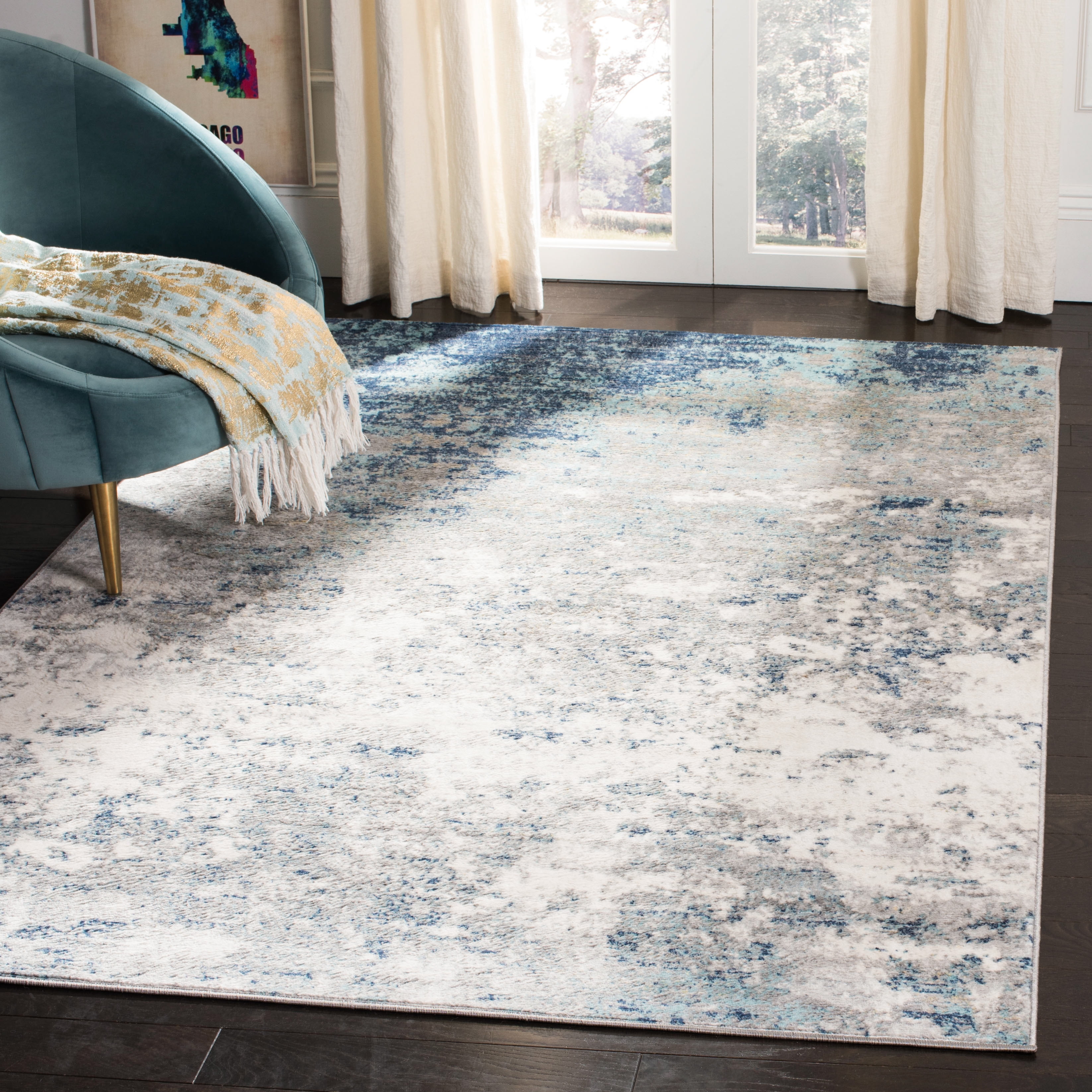 Safavieh Brentwood Ainslee Abstract Area Rug, Light Gray/Blue, 6' x 8'