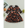 thumbnail image 2 of GXFC Little Girls Fall A-line Dress Clothes 2T 3T 4T 5T 6T Kids Girls Long Sleeve Floral Pumpkin Print  Princess Dress Spring Autumn Clothing for Children Girls, 2 of 8