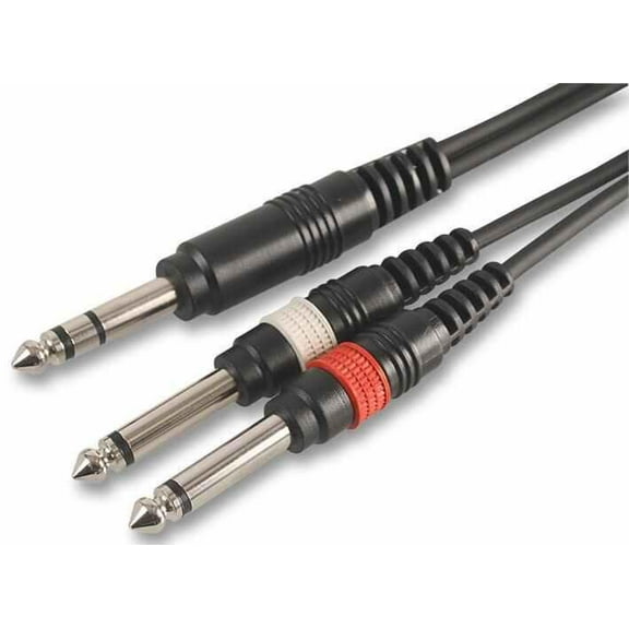 PULSE - 6.35mm (1/4") Stereo Jack to 2x Mono Jack Plugs Lead, 6m Black