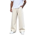 thumbnail image 2 of Leidass Mens Baggy Sweatpants Wide Leg Loose Open Bottom Uncuffed Gym Casual Lightweight Y2K Pants Relaxed Pocket No WrinkleCasual Relaxed Drawstring Lightweight Lounge No Wrinkle Beige L, 2 of 4