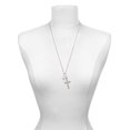 thumbnail image 3 of Delight Jewelry Silvertone Large April - Clear Crystal Heart Be Strong and Courageous Engraved Cross Zoey Necklace, 28", 3 of 4