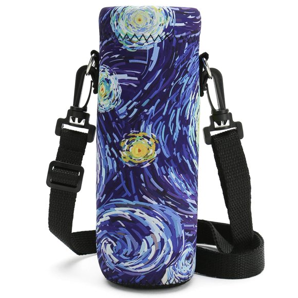 RICHEN Neoprene Insulated Water Bottle Carrier Bag with Adjustable Shoulder Strap for 1000ml/32oz Bottles - Stylish Starry Night Design