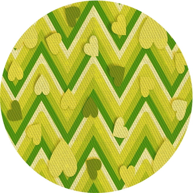 Ahgly Company Tapis d'Intérieur Rond Lavable en Machine Vert Pistache Transitionnel, 7 Pieds Rond