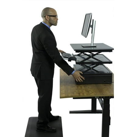 standing powered desk motorized sit lift heavy stand computer desktop height riser monitors adjustable converter ergonomic keyboard tray tall electric