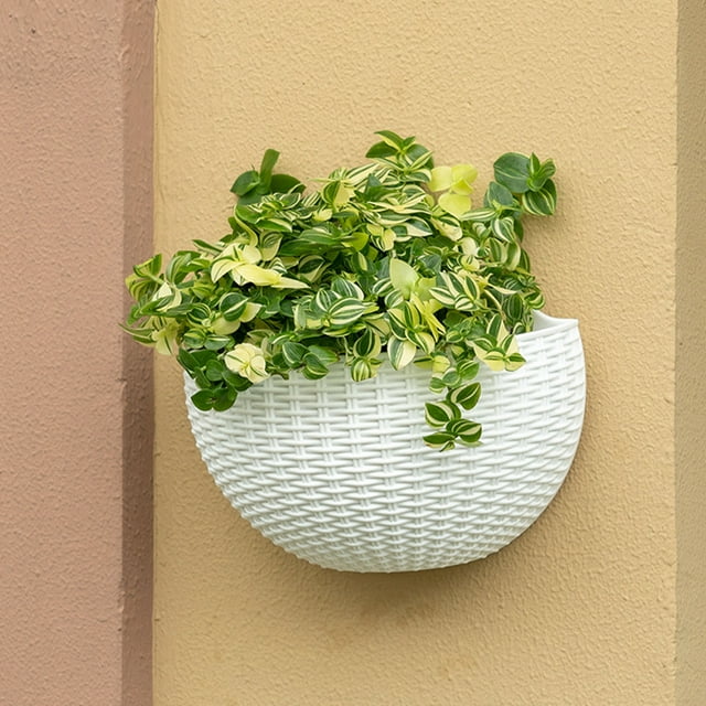 maskred Stylish And Durable Wall Plastic Pot For Easy Installation Easy To Install ABS Plastic Flowerpot Flower Pot Drainage White 1Set