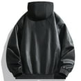 thumbnail image 6 of VNKIDY Men's Coat Autumn Winter Solid Color Leather Hooded Jacket With Snap Accents Long Sleeve Oversized Casual Style Coat For Casual Daily Streetwear Activities Warm Outerwear, 6 of 6