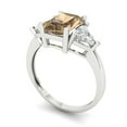 thumbnail image 2 of 2.82 ctw 3 Stone Anniversary Ring for Women | Emerald Cut Simulated Champagne Diamond | Hyperallergenic Solid 14K White Gold, 2 of 5