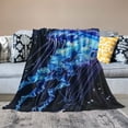 thumbnail image 2 of Shiartex Jellyfish Flannel Throw Blanket Throw All Season Bed Blanket for Sofa Sea Creature Underwater World Fuzzy Blanket Marine Life Sealife Blanket Black Room Decor Aquatic Animal 60x80in, 2 of 6