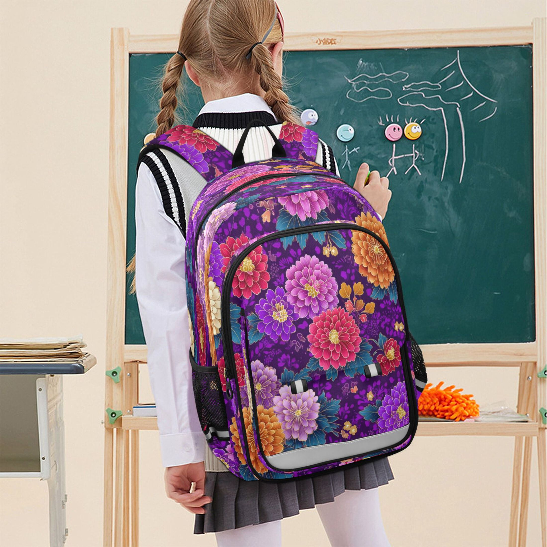 Backpack 12.9 *5.1 * 17.7 Inches Outing Backpack, Shopping Backpack, Travel Backpack Japanese Flowers