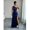 Navy Blue, variant on Womens Blue One Shoulder Satin Evening Gown Ruched Waist High Slit Maxi