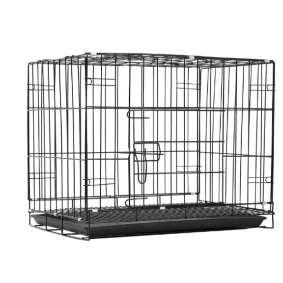 RUKSOPETS Cages for pets,Durable, Foldable Metal Wire Dog Crate with Tray, Single Door, 30 x 19 x 21 Inches, Black