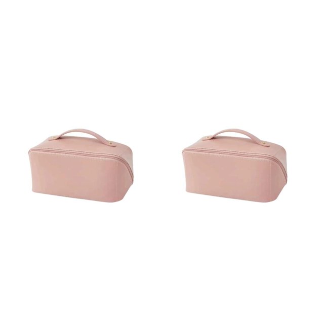 Ounissouiy Bolsa de almacenamiento de cosméticos, impermeable, de gran capacidad, para llevar artículos de tocador, estuche para el hogar, Rosado 2piezas