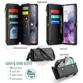 thumbnail image 2 of Funda tipo cartera para Samsung Galaxy S20 Plus con bloqueo RFID, tarjetero, cremallera y ranura para billetes, correa de hombro magnética de piel sintética suave para mujer, 2 of 17