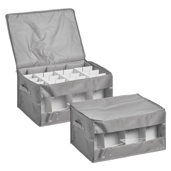 Honey-Can-Do 2-Piece Stemware Storage Boxes (Grey)