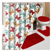 LUXURY DCOR DYNASTY RED 16PC BATHROOM SET MULTICOLOR DESIGN STYLE INCLUDES 1 FABRIC SHOWER CURTAIN 72"X 72" 12 COVERED HOOKS 1 BATH MAT 18"X 30" 1 CONTOUR MAT 18"X 18" 1 LID COVER 18"X 18"