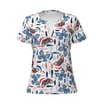 thumbnail image 3 of Naloa Retro Butterfly Print T-Shirts Short Sleeve V Neck Tees for Women Fashion Tops Trendy Lightweight Soft Casual Summer Outfits Clothes, 3 of 5