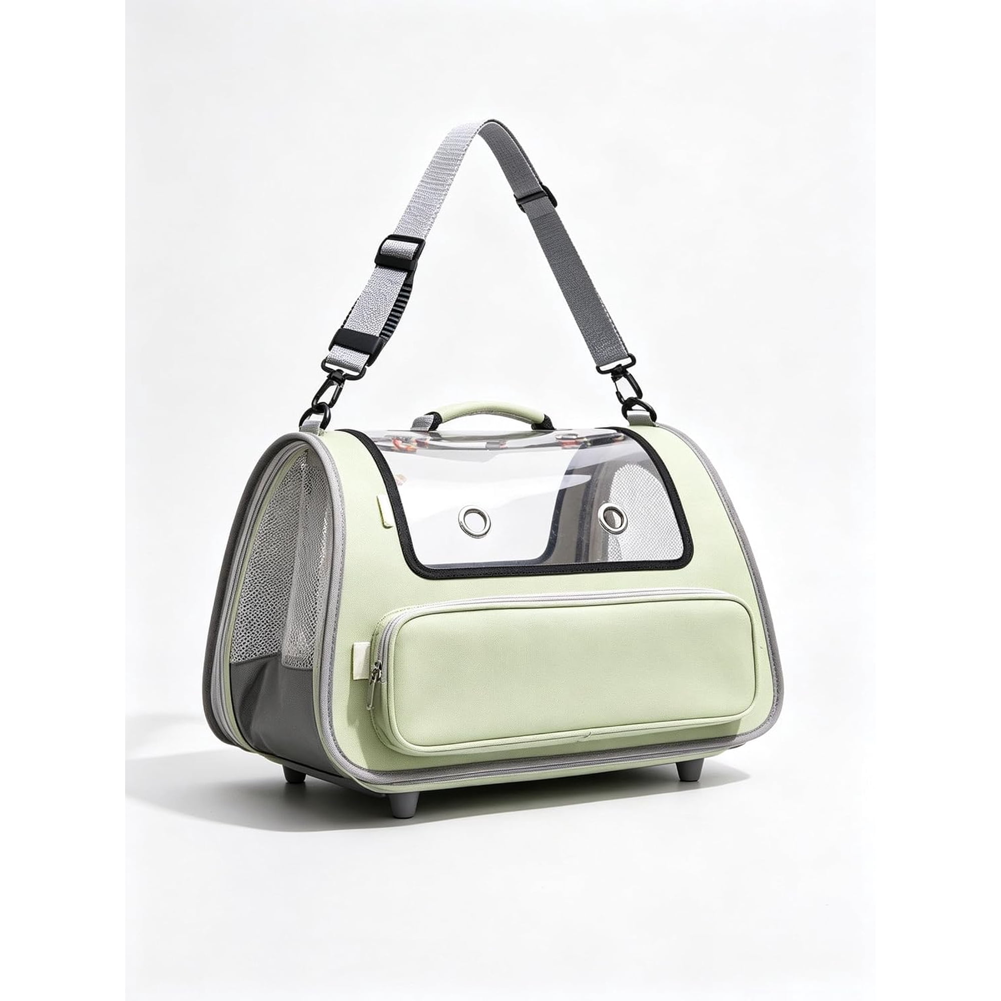 Foldable Soft-Sided Pet Carrier Bag Breathable Mesh Travel Tote with Transparent Window Inner Safety Leash & Padded Strap Portable Collapsible Travel Bag for Cats Small Dogs