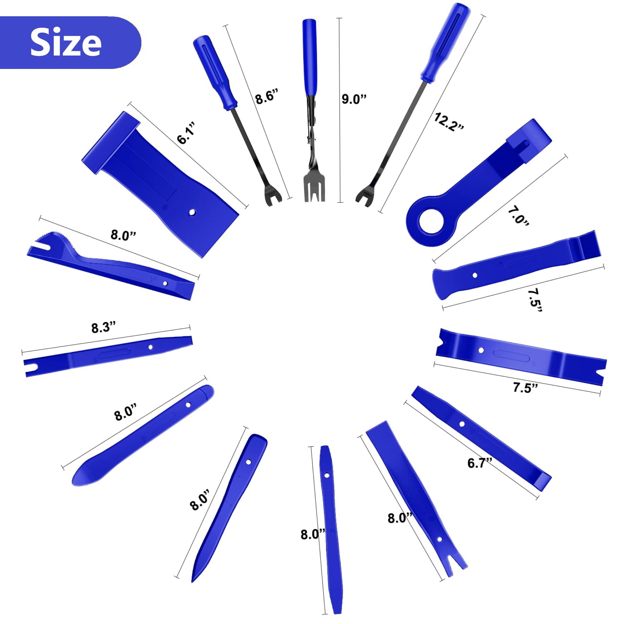 Pecham 330Pcs Trim Removal Tool, Auto Removal Set for Car Panel Dashboard Radio Puller Tool Plastic Pry Tools Clip Pliers/Fastener Pry Tool with Storage Bag - Blue