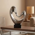 thumbnail image 3 of 10" x 14" Silver Polystone Heart Abstract Sculpture with Black Base, by DecMode, 3 of 12