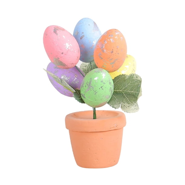 Decoración de Pascua, jarrón de espuma de huevo de Pascua, adornos falsos de primavera, ramo de flores artificiales para fiesta, boda, hogar , huevo 17cmx7cmx7cm