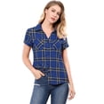 thumbnail image 2 of CamiDe Cuadros Estilo Western De Algodón Clásico Con Botones PaMujer Azul M, 2 of 6