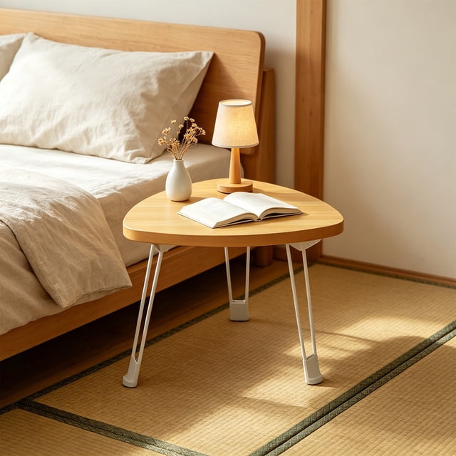 Rewenti Small Table Foldable Sofa Side Table Mobile Small Round Table Small Household Dining Table Outdoor Household