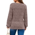 thumbnail image 5 of UVN Tops for Women Long Sleeve Buttons Shirts Dressy Crew Neck Tunic Blouses Fall Casual Lightweight Sweaters, 5 of 9