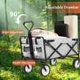thumbnail image 4 of CL.HPAHKL Folding Wagon Cart, Utility Grocery Shopping Cart Collapsible Wagon with Two Drink Holders Lightweight Utility Garden Cart with Adjustable Handle for Beach, Shopping, Camping (42In H, Gray), 4 of 9