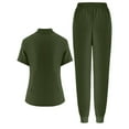 thumbnail image 7 of WTOBBY Women's Half-Zip High Neck Short Sleeve Scrubs Set, Loose Fit with Pockets, Solid Color Nursing Uniform, Medical Workwear for Caregivers,Army Green L, 7 of 7
