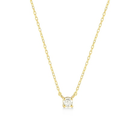 Gelin Diamond Square Solitaire Necklaces in 14K Solid Gold for Women